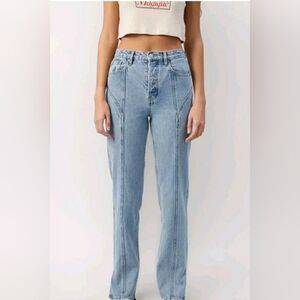 PacSun Women High Rise Relaxed Straight Leg Button Fly Seamed Dad Jeans Sz 23/29
